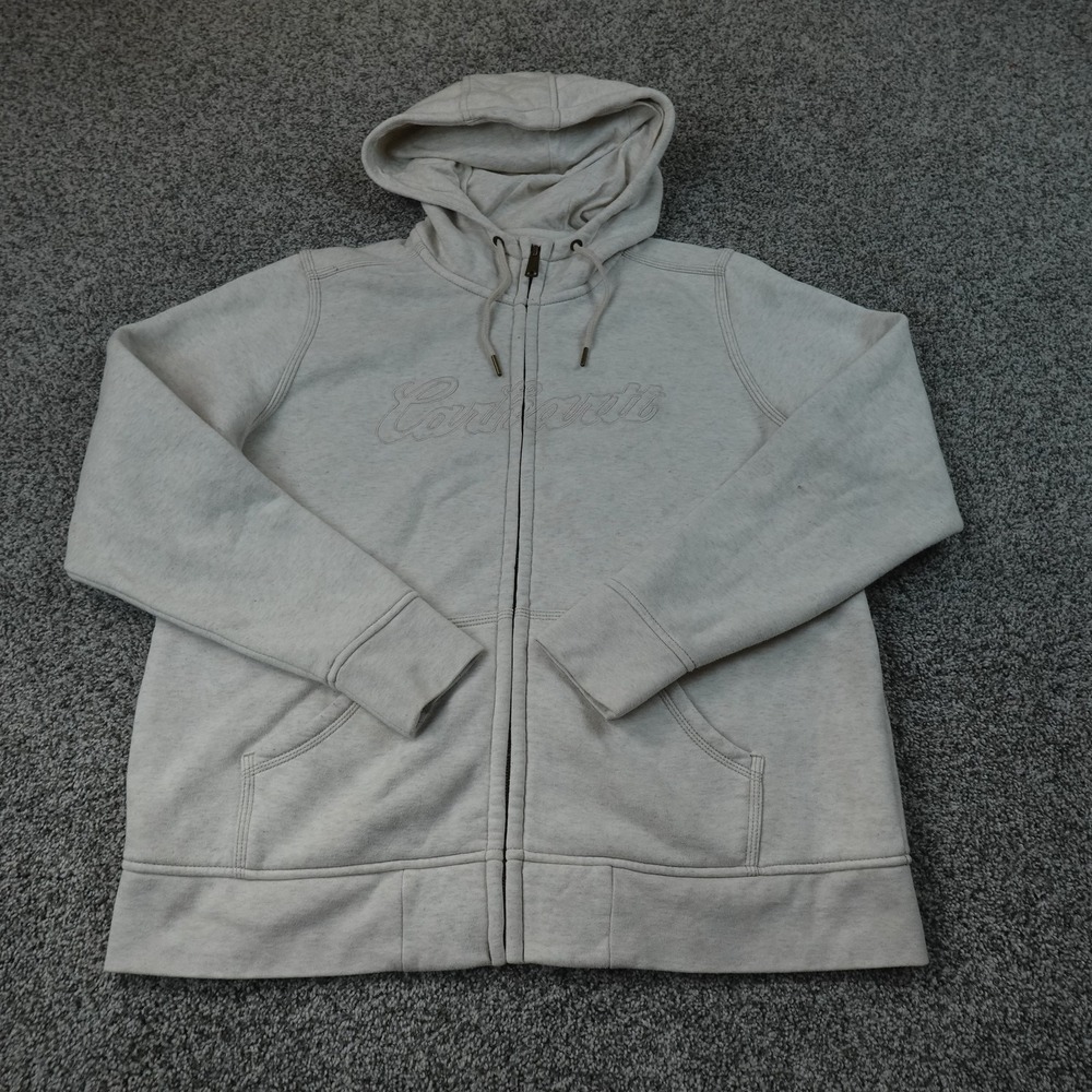 Carhartt Hoodie Womens XL Gray Full Zip Fleece Sweatshirt Jacket Outdoor Work
